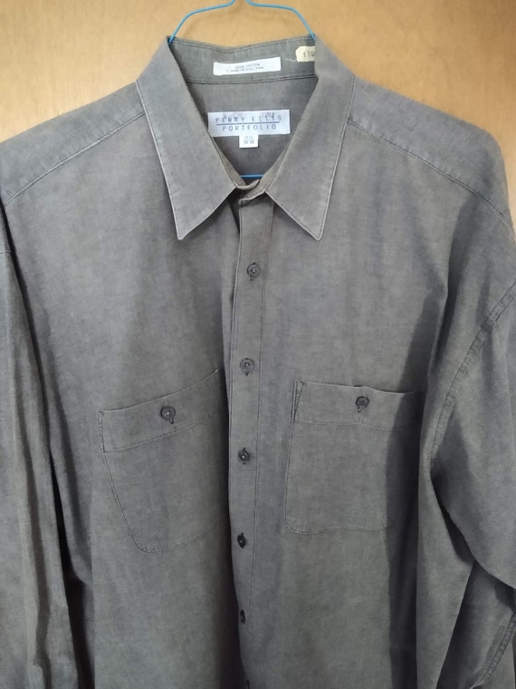 Perry Ellis Portfolio Long Sleeve Gray Shirt S 17 