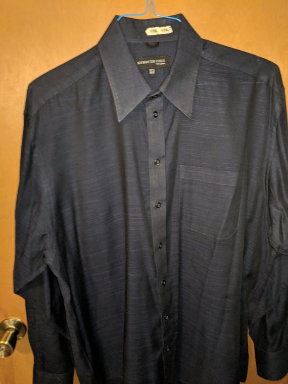 Kenneth Cole New York Blue Linen Shirt 