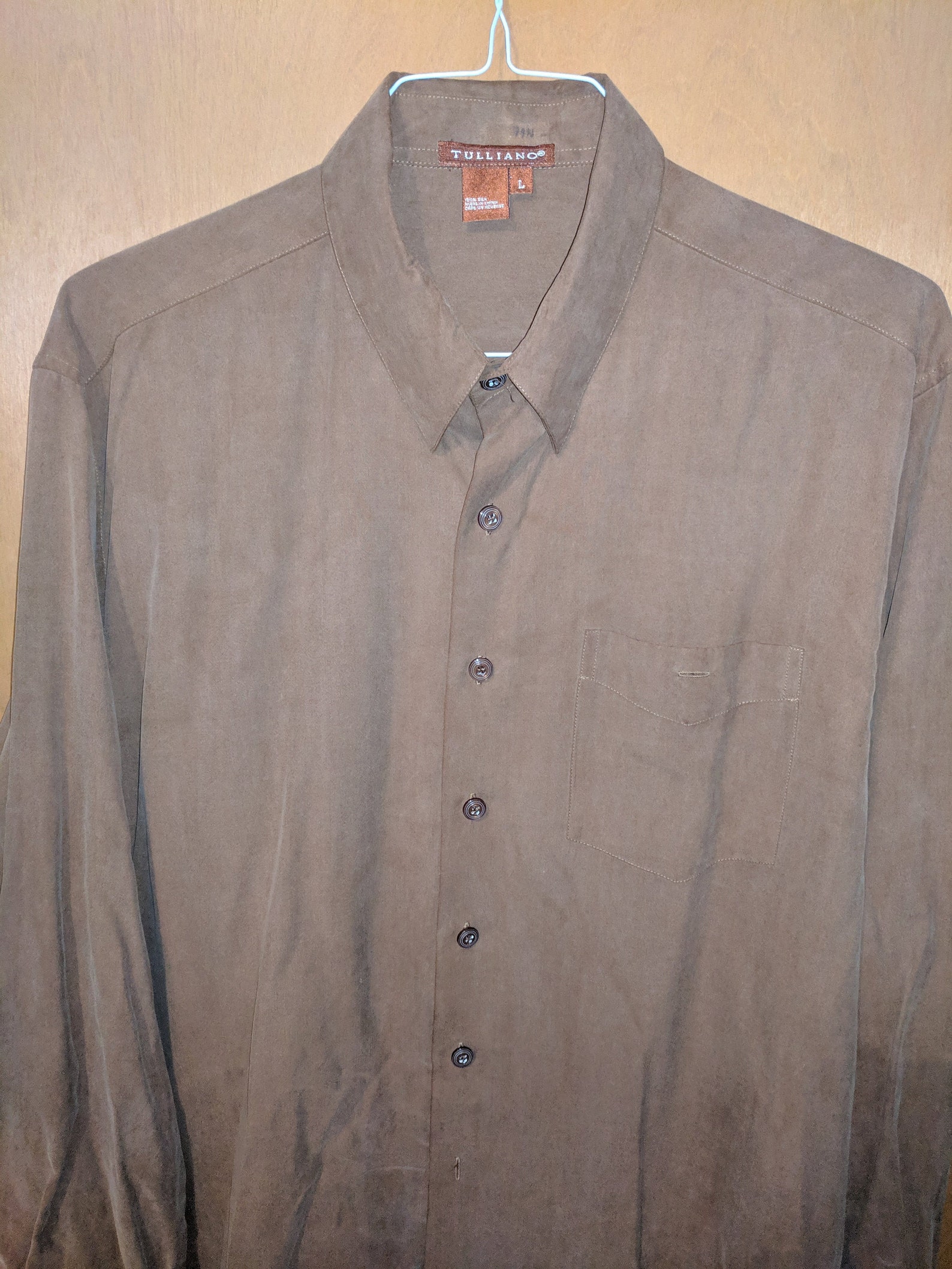 Tulliano Silk Shirt 100% Silk Brown Large - Etsy