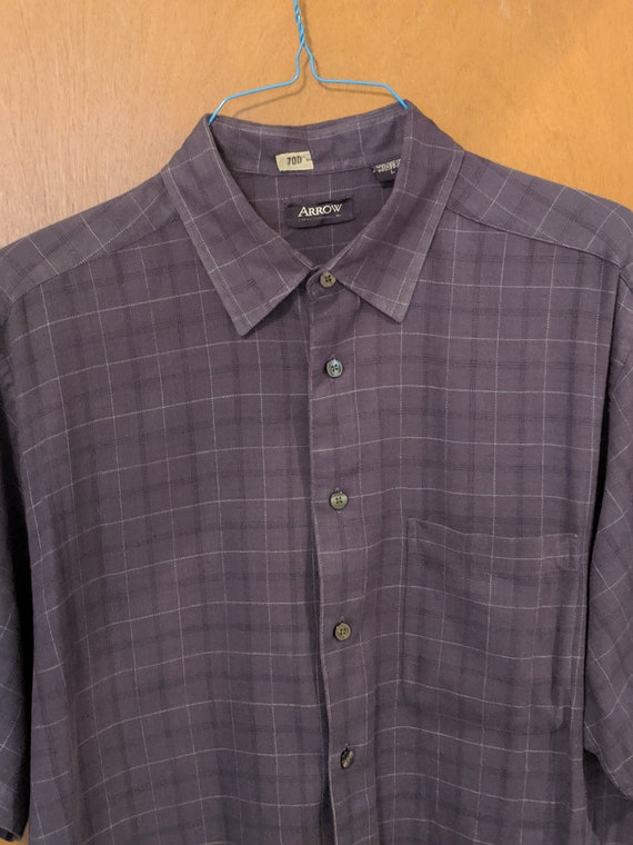 arrow short sleeve dress shirts Arrow Dress Shirt Mens Sz 16.5 Regular Fit Short Sleeve Button Up Blue Oxford