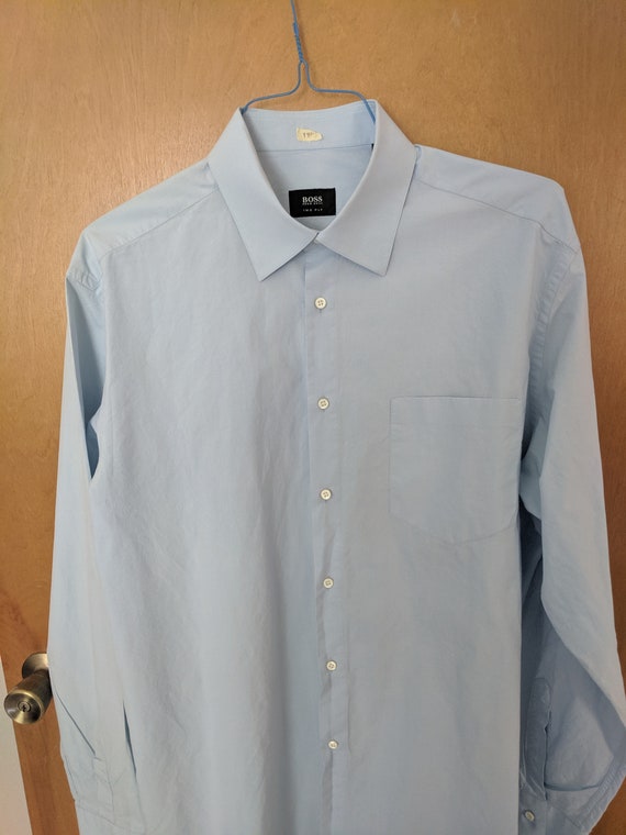Hugo Boss Dress Shirt S 17 1/2 44 Blue - image 5