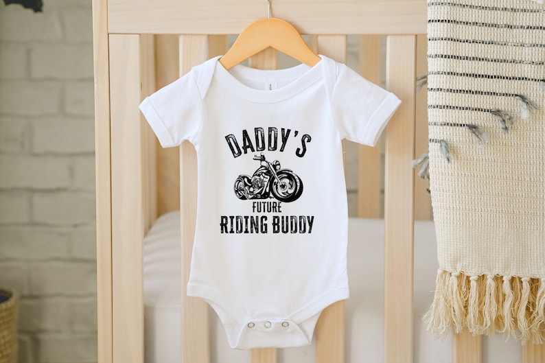 Motorcycle Onezy Daddy's Future Riding Buddy Onesie® - Baby Motorcycle Bodysuit - 100% ...