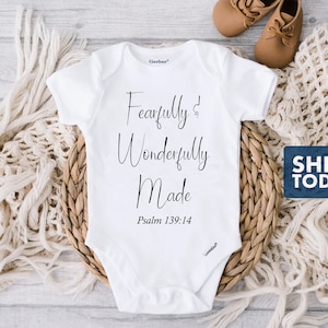 Fearfully and Wonderfully Made Onesie® - Faith Baby Onesie® - Christian Baby Gift - Bible Verse Baby Onesie®