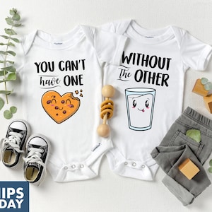 Twin Onesies® - Can't Have One Without The Other Twin Onesies® - Funny Milk and Cookie Twin Bodysuits - Cute Best Friend Twin Baby Onesies®
