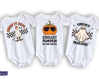 Halloween Baby Onesie® Bundle – 3 Pack | Pumpkin, Ghost & Spooky Cute Designs | Fall Outfit Set for Baby Boys and Girls