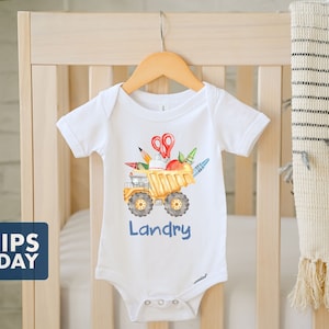 Personalized Back To School Dump Truck Onesie® - First Day Shirt