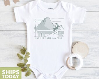 Glacier National Park Baby Onesie®: Modern Woods Hiking Bodysuit