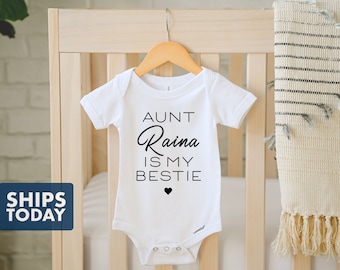 Personalized Family Baby Onesie® - Funny Aunt's Bestie Baby Shirt - Cute Baby Shower Gift - Pregnancy Announcement - Aunt Onesie®