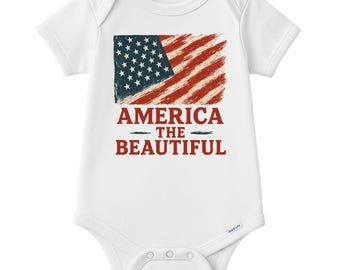 America The Beautiful Onesie® – 4th of July Patriotic Bodysuit - Available in White or Pink