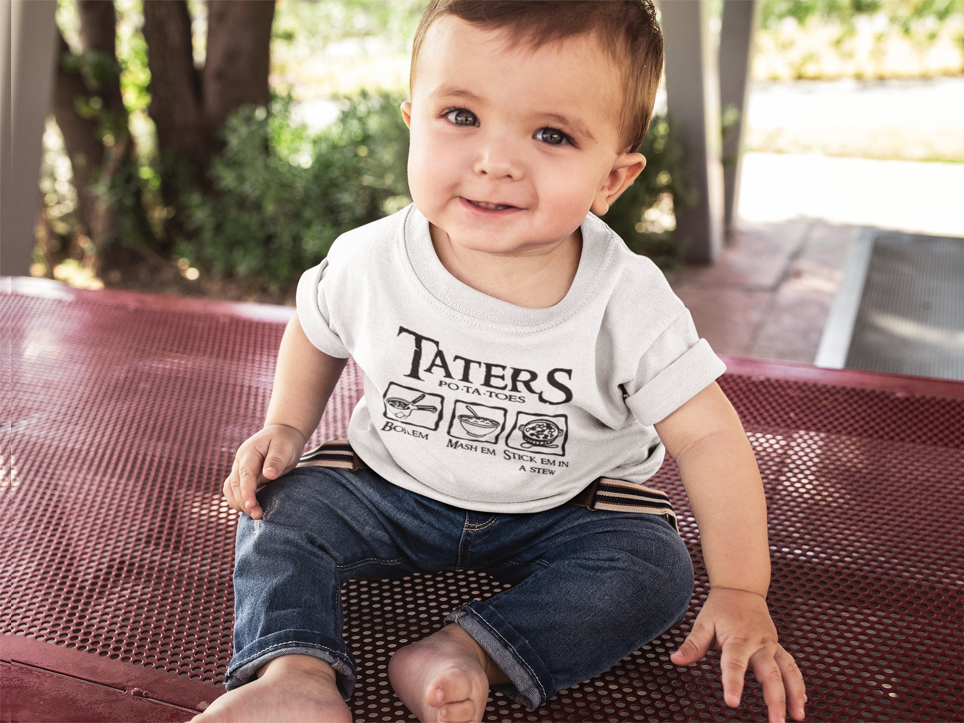 Taters Onesie - Lord Of The Rings Baby Bodysuit 'Boil Em Mash Em Stick Em In A Stew'