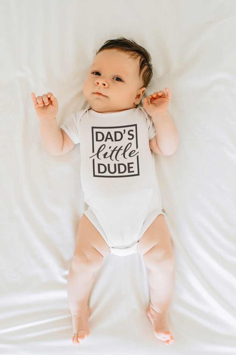 Dad's Little Dude Onesie® 100% Cotton or Cotton Blend Available in White or Gray image 3