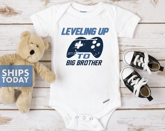 Big Brother Onesie® - Leveling Up To Big Brother - Big Brother Baby Onesie® - Pregnancy Announcement - Reveal Onesie®