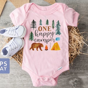 One Happy Camper Onesie® Cute Baby First Birthday Onesie® Hipster Baby Bodysuit Adventure Cute Baby Shirt image 3