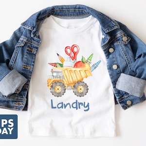 Personalized Boys Back To School Shirt: Dump Truck Design