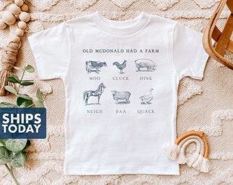 Old Macdonald Farm Animal Birthday Shirt - Toddler Tractor Tee