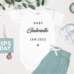 Personalized First Name Announcement Baby ONESIE® - Pregnancy Announcement Baby ONESIE® Organic Cotton Baby ONESIE®