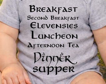 Second Breakfast Baby Onesie | Funny Halfling Baby Outfit