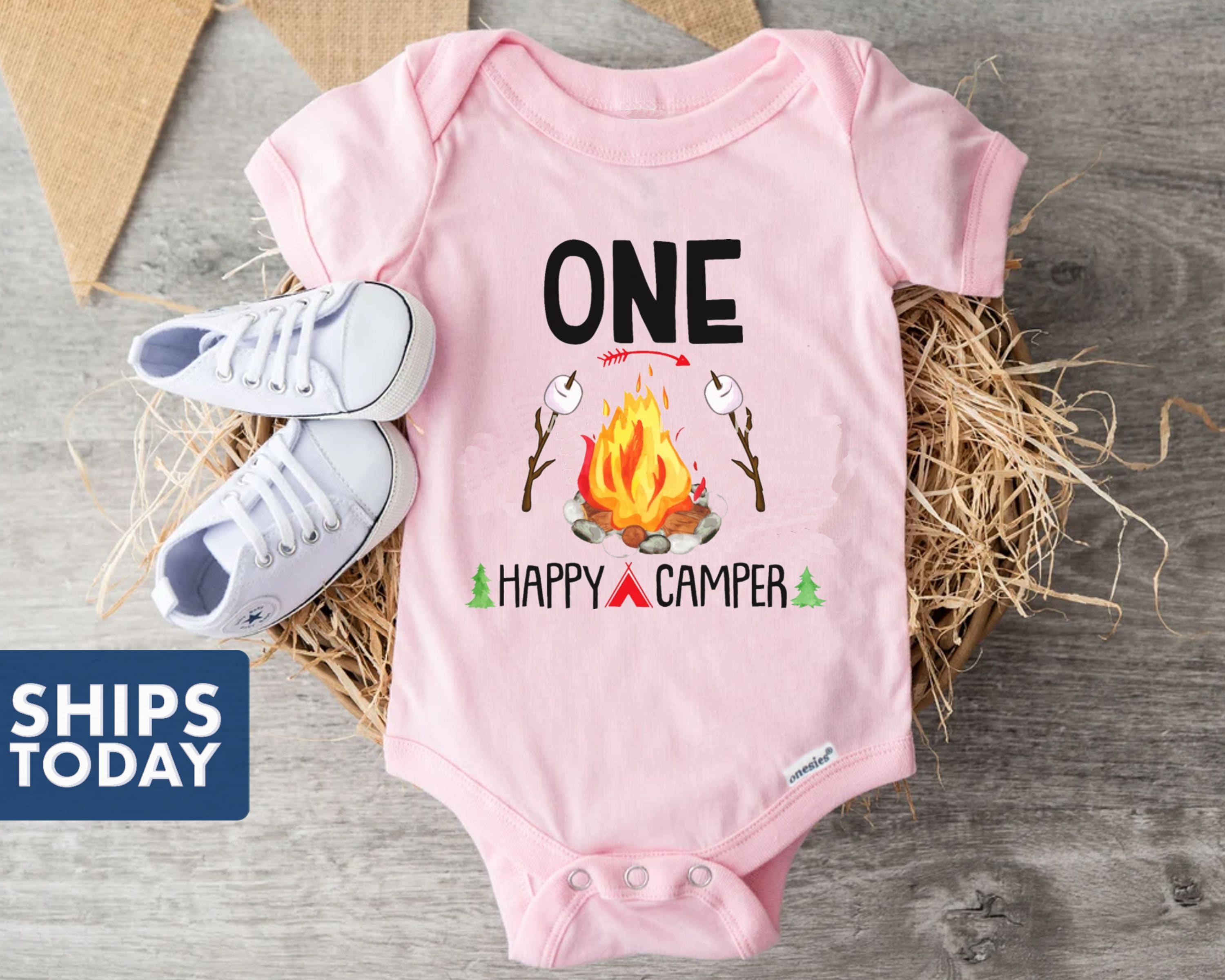 One Happy Camper Onesie® Cute Baby First Birthday Onesie® Etsy