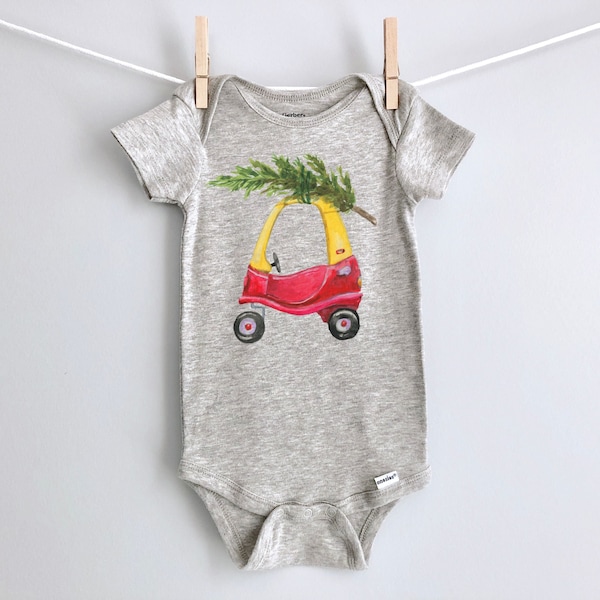 Red Car Christmas Tree Onesie® - 100% Cotton
