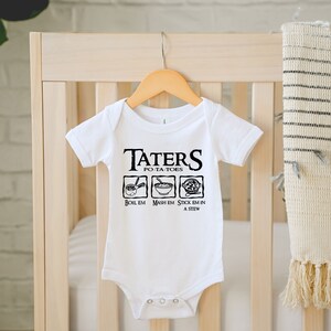 Taters Onesie - Lord Of The Rings Baby Bodysuit 'Boil Em Mash Em Stick Em In A Stew'