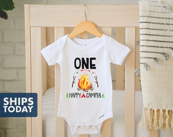 One Happy Camper Onesie® - Cute Baby - First Birthday Onesie® - Hipster Baby Bodysuit - Adventure Cute Baby Shirt