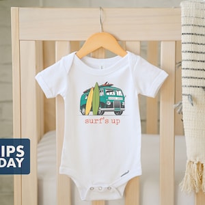 Combinaison bébé Surf's Up® | Blanc 100 % coton | Impression directe sur les vêtements