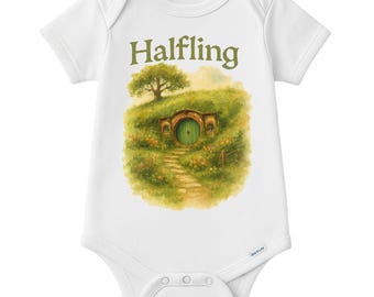 Halfling Baby Onesie® | White 100% Cotton | Printed Using Direct-To-Garment Printing