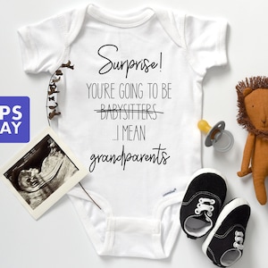 Grandparents Pregnancy Announcement Onesie®: Surprise Baby Reveal