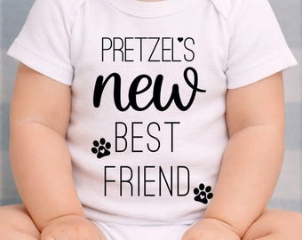 New Best Friend Custom Baby Onesie® – Personalized Pet Name Bodysuit