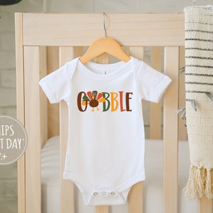 Gobble Thanksgiving Baby Onesie® - Retro Turkey Bodysuit