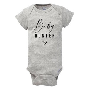 Personalized First or Last Name Baby Onesie® - 100% Cotton - Available in Grey or Pink