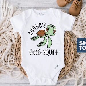 Auntie&#39;s Little Squirt Turtle Baby Onesie® - White 100% Cotton