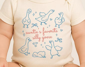 Aunties Favorite Silly Goose Onesie® | New Aunt Baby Bodysuit | Auntie Baby Shower Gift