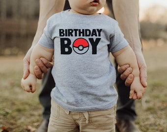 Birthday Boy® Kids Shirt | 100% Cotton | Available In Natural, Heather Gray or White | Poke Design