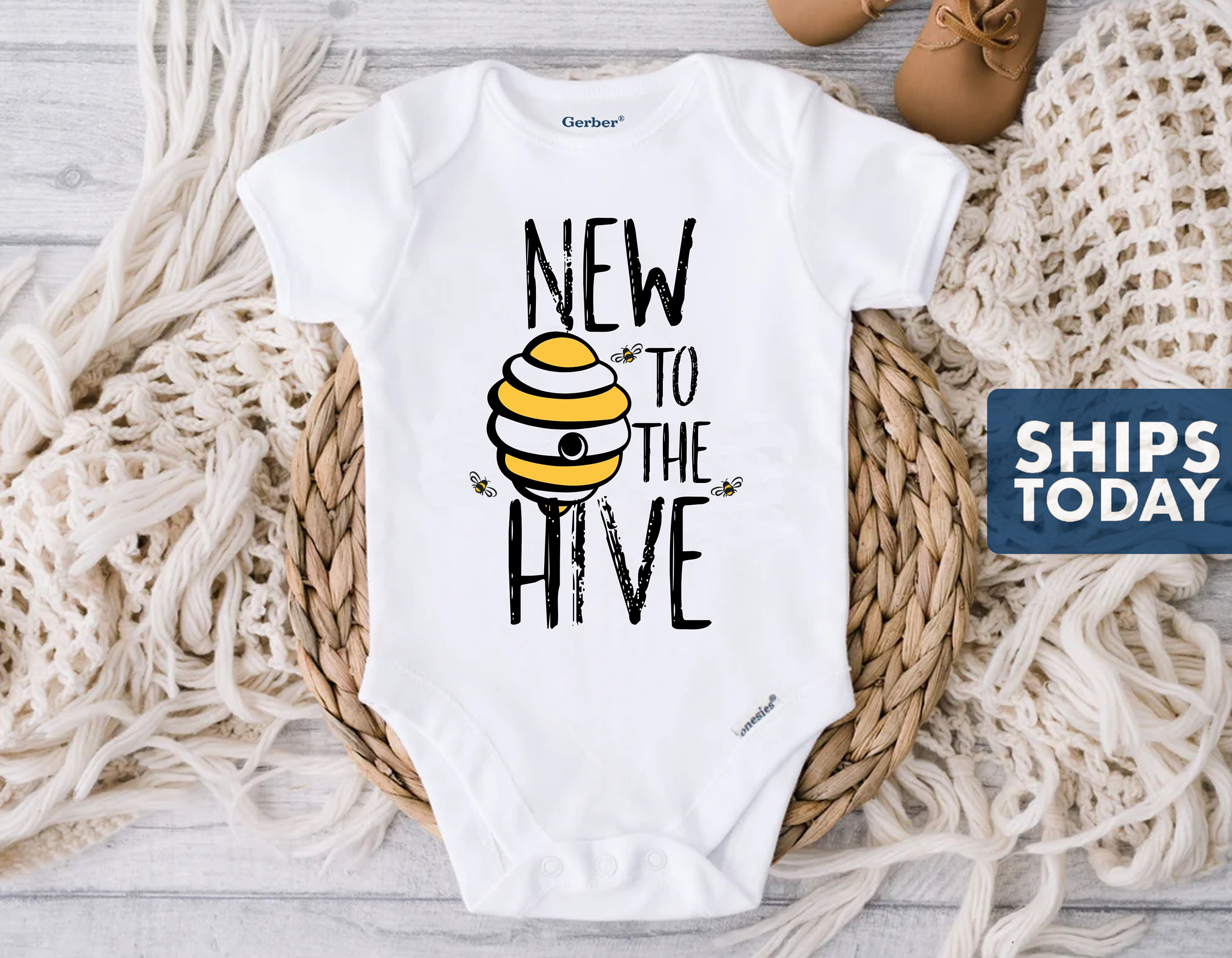 Bee Onesie® New to the Hive Onesie® Cute Bumble Bee Etsy
