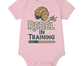 Rebel in Training Baby Onesie® | Sci-Fi Baby Shower Gift | 100% Cotton  | Available in White or Pink