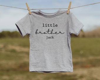 Little Brother Toddler Shirt - 100% Cotton - Available in Grey or White - Personalization Optional