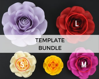 Paper Flower Bundle - S, M, L | PDF Printable Rose Template | Size S, M, L | Paper Rose Flower Petals