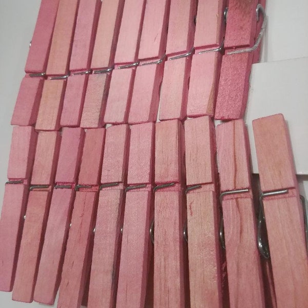 25 Petal Pink Hand Dyed Clothespins