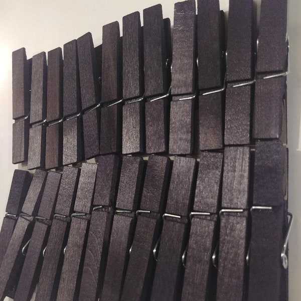 25 Black Hand Dyed Clothespins