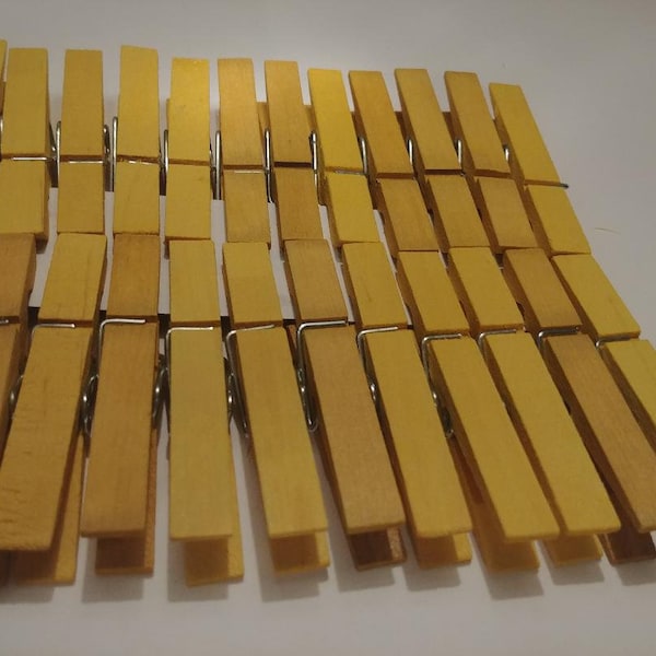 25 Daffodi Yellow Hand Dyed Clothespins