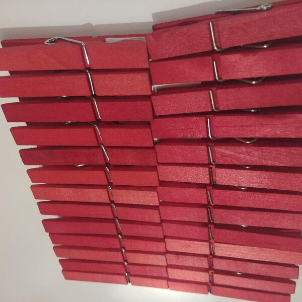 25 Cherry Red Hand Dyed Clothespins