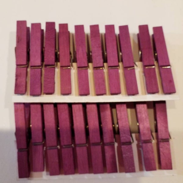 25 Eggplant Hand Dyed Clothespins
