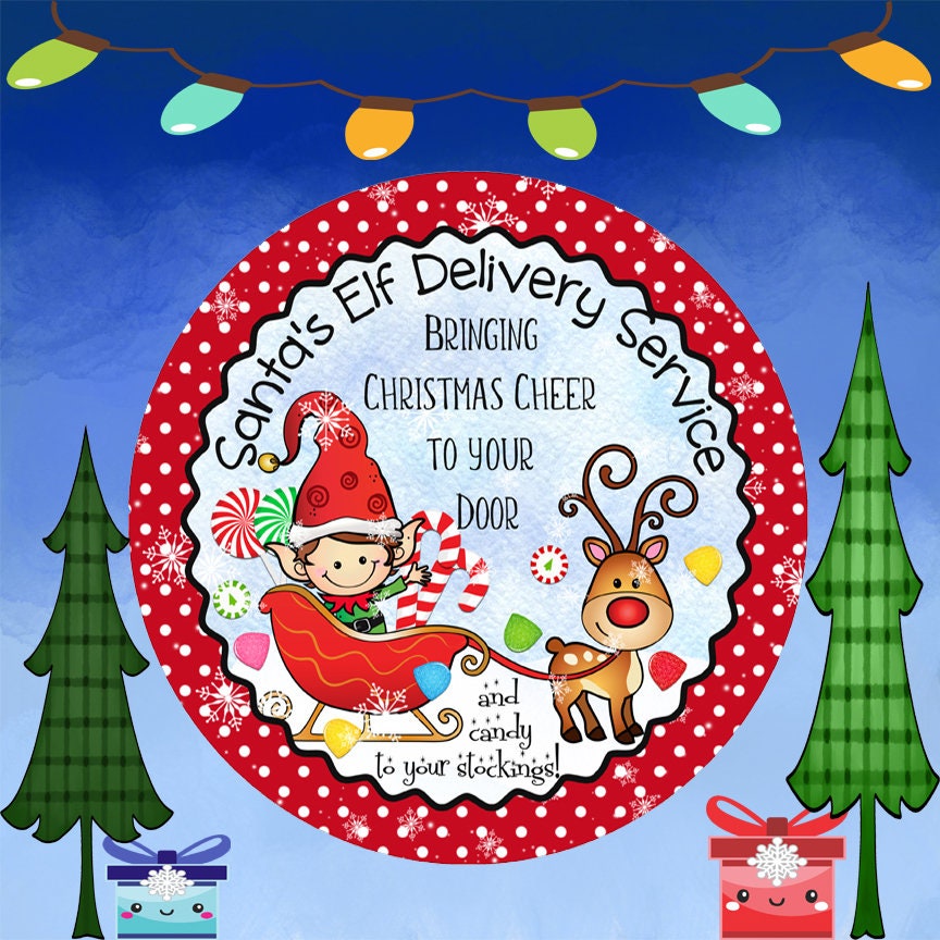 Santa's Elf Door Hanger Delivery Service Christmas Etsy