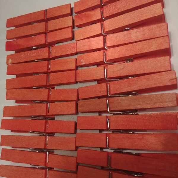 25 Racing Red Hand Dyed Clothespins