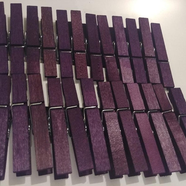 25 Purple Hand Dyed Clothespins