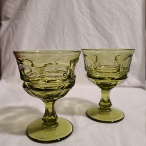 Vintage Fostoria Argus green champagne glasses set of four