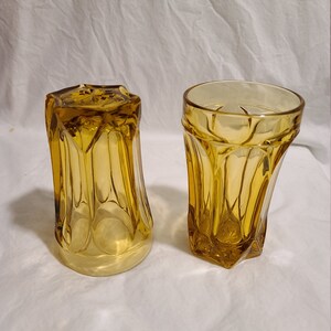 Vintage Anchor Hocking amber drinking glasses set of six