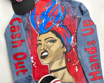 Hand Painted Denim Jackets Custom Designed Denim Jacket Handmade Denim Jacket with pop-art