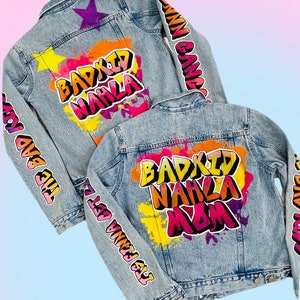 Logo or Graffiti Hand Painted on Denim Jackets Custom Designed Denim Jacket Handmade Denim Jacket with art Best Gift